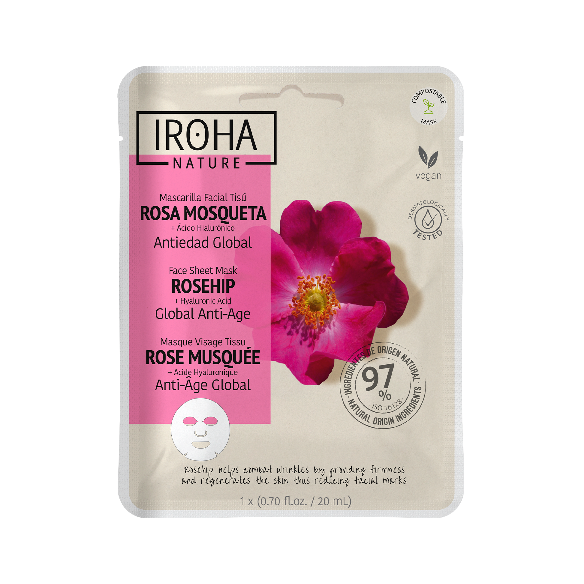 Mascarilla Facial Antiedad Global con Rosa Mosqueta