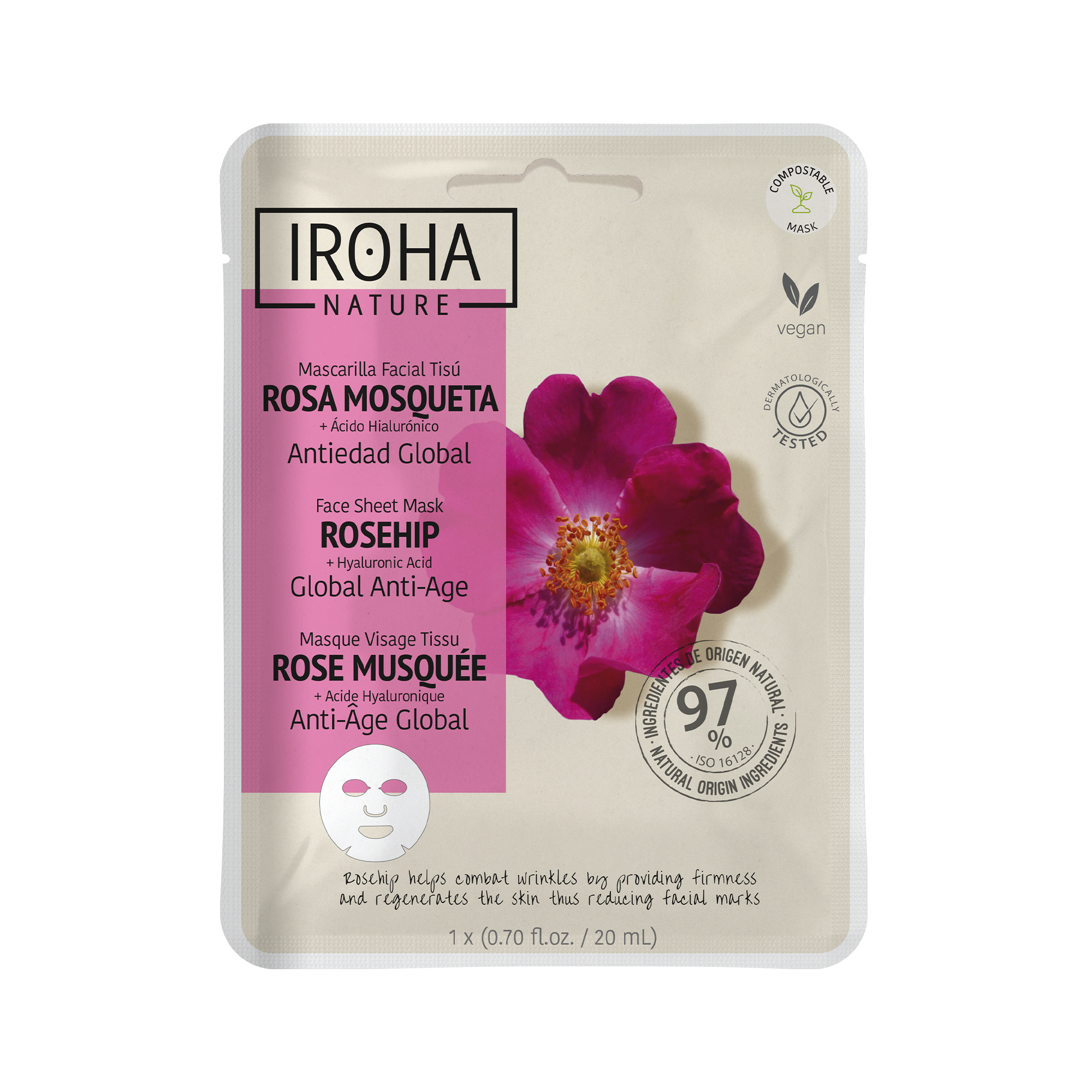 Mascarilla Facial Antiedad Global con Rosa Mosqueta